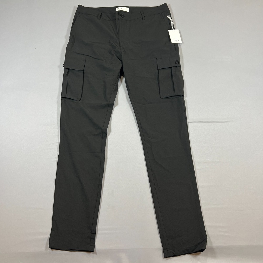 Five Four LA Harrison Cargo Pants Mens 34 Black Mid Rise Slim Fit Skinny Leg